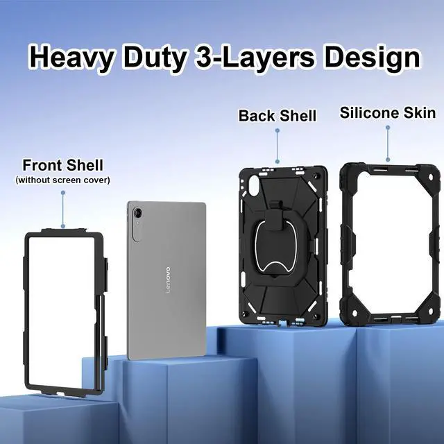 Alt view image 7 of 7 - Case for Lenovo Tab idea Pro Gen 2 13 inch 2026, Heavy Duty Shockproof Cover with 360 Rotating Stand & Hand Strap Shoulder Strap