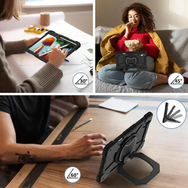 Alt view image 4 of 7 - Case for Lenovo Tab idea Pro Gen 2 13 inch 2026, Heavy Duty Shockproof Cover with 360 Rotating Stand & Hand Strap Shoulder Strap
