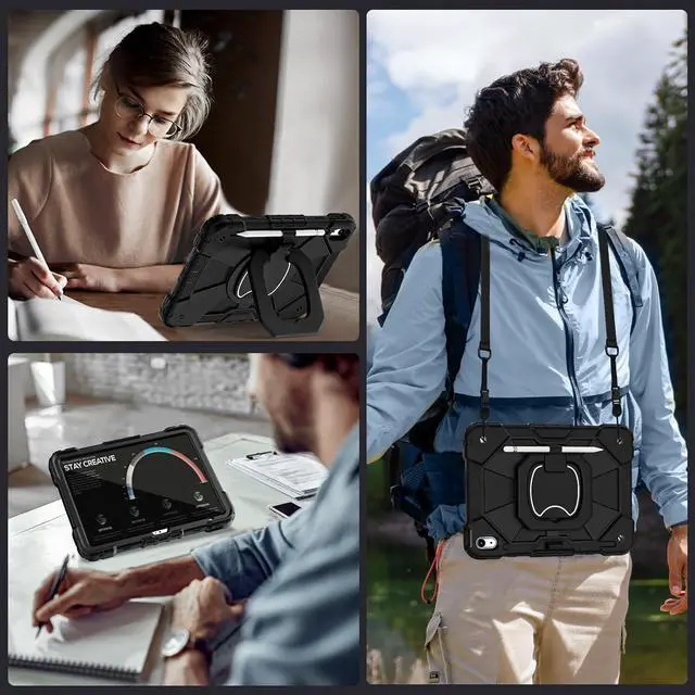 Alt view image 6 of 7 - Case for Lenovo Tab idea Pro Gen 2 13 inch 2026, Heavy Duty Shockproof Cover with 360 Rotating Stand & Hand Strap Shoulder Strap