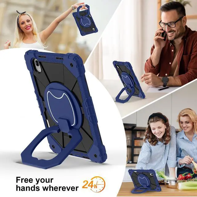 Alt view image 5 of 7 - Case for Lenovo Tab idea Pro Gen 2 13 inch 2026, Heavy Duty Shockproof Cover with 360 Rotating Stand & Hand Strap Shoulder Strap Blue