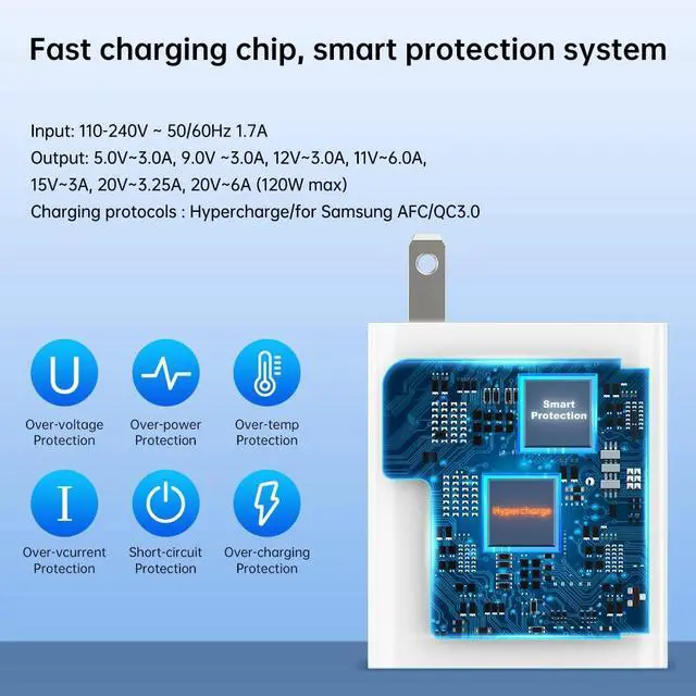 Alt view image 3 of 7 - 120W Fast Wall Charger Block 100W 90W Compatible for Xiaomi 17 15 14 13 12 14t 13t 12t 12s Pro Lite Redmi Note k80 K70 K60 K50 12 11 Pro Plus Black Shark 4 5 Poco F4 Gt 6A USB C Cable
