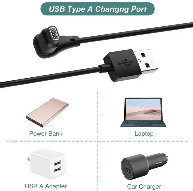 Alt view image 5 of 7 - Charger for Coros Pace 4, Apex 4, Pace Pro, Nomad, Replacement USB Charging Cable Cord for Coros Smart Watch (USB Type A)