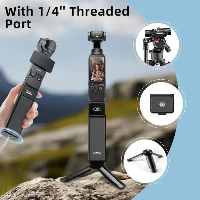 Alt view image 7 of 7 - Battery Handle For DJI osmo Pocket 3 / Pocket 4 Extended Accessories 5000mAh provides 180 Minutes Mobile Power With MINI Tripod Battery Handle(USB-C Does not support all output)