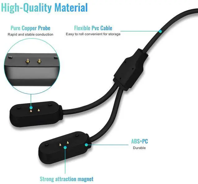 Alt view image 6 of 7 - 2-in-1 Portable Magnetic Quick Charge Cable | Anti-Lost Heavy-Duty | Replacement for Tractive Dog GPS Tracker | Travel-Friendly Compact USB Cord for Home & Outdoor