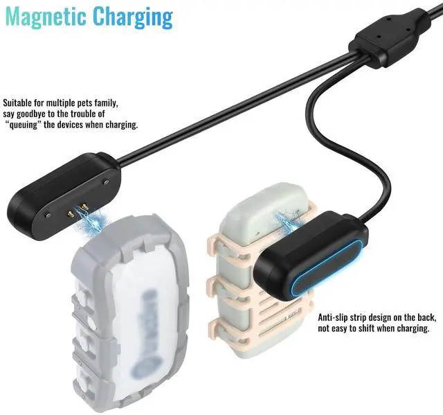 Alt view image 3 of 7 - 2-in-1 Portable Magnetic Quick Charge Cable | Anti-Lost Heavy-Duty | Replacement for Tractive Dog GPS Tracker | Travel-Friendly Compact USB Cord for Home & Outdoor
