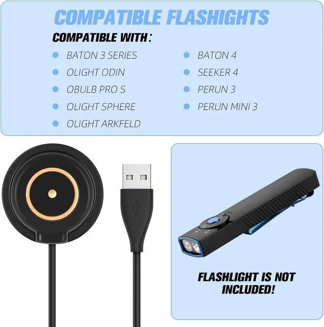 Alt view image 4 of 7 - MCC 3 Magnetic Charging Cable 2 Pack, 3.3FT Fast Charging Cable with Magnetic Tip for Olight Baton 3/3 Pro/Baton 4 / Odin/Seeker 4 Flashlights
