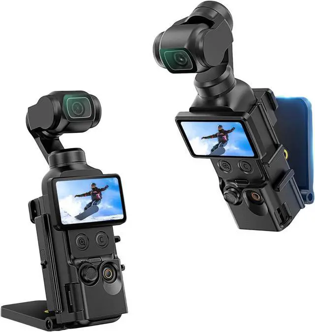 Main image of Magnetic Mount Bracket for D-JI Pocket 4, 180°Rotatable Camera Holder with 1/4" Screw & GoPro Interface, Anti-Slip & Anti-Drop Adapter for Vlog, Travel, Outdoor (Black)