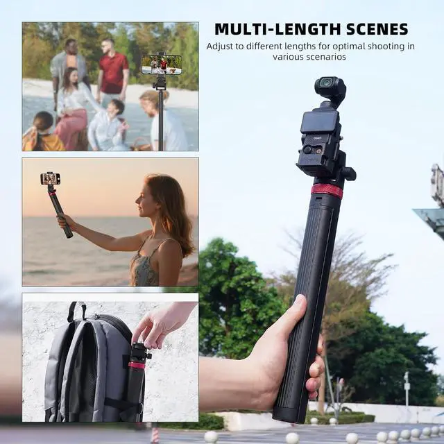 Alt view image 5 of 7 - 80" Selfie Stick Tripod for Pocket 3 4 GoPro Action Camera, Extendable Stand Vlog Mount for DJI Osmo Pocket 3 4 Action 6 5 Pro 4 3 for Xtra Muse for Insta360 X5 X4 X3 for AKASO DSLR Accessories