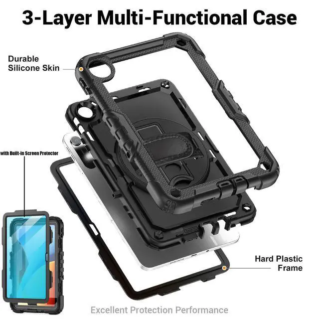 Alt view image 6 of 7 - BONAEVER Case for Xiaomi Redmi Pad 2 SE 9.7 inch 2026, Protective Cover with Screen Protector Pen Holder Hand/Shoulder Strap/Universal Stylus Pen