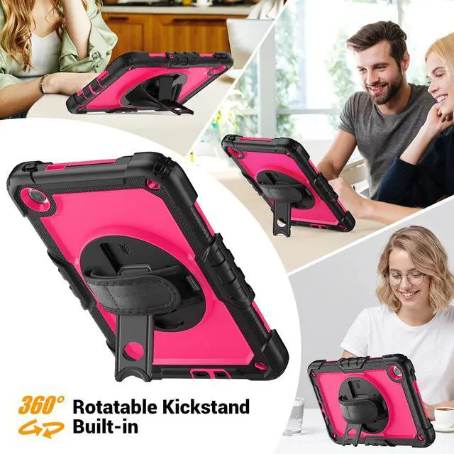 Alt view image 2 of 7 - BONAEVER Case for Xiaomi Redmi Pad 2 SE 9.7 inch 2026, Protective Cover with Screen Protector Pen Holder Hand/Shoulder Strap/Universal Stylus Pen Rose Red