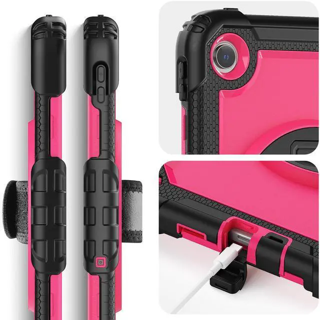 Alt view image 7 of 7 - BONAEVER Case for Xiaomi Redmi Pad 2 SE 9.7 inch 2026, Protective Cover with Screen Protector Pen Holder Hand/Shoulder Strap/Universal Stylus Pen Rose Red