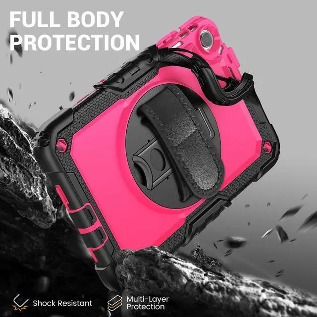 Alt view image 4 of 7 - BONAEVER Case for Xiaomi Redmi Pad 2 SE 9.7 inch 2026, Protective Cover with Screen Protector Pen Holder Hand/Shoulder Strap/Universal Stylus Pen Rose Red