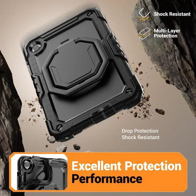 Alt view image 2 of 7 - Case for Xiaomi Redmi Pad 2 SE 9.7 inch 2026 with Screen Protector, 360 Rotating Stand/Shoulder Straps, Shockproof Protective Cover with Universal Stylus Pen