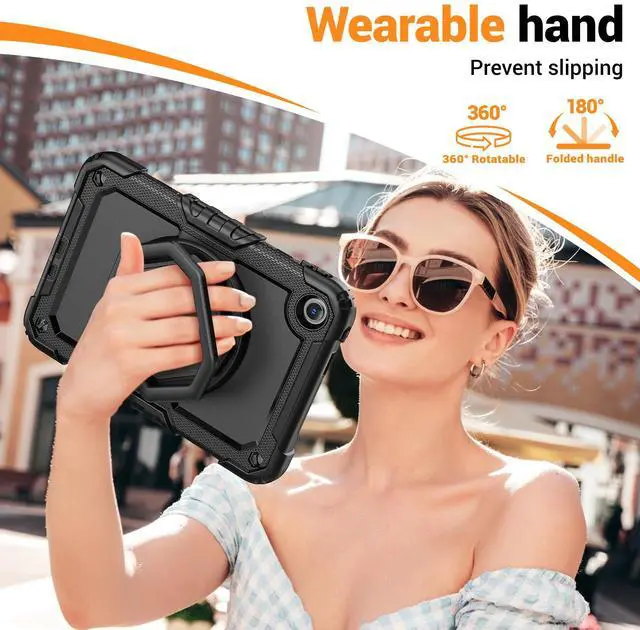 Alt view image 4 of 7 - Case for Xiaomi Redmi Pad 2 SE 9.7 inch 2026 with Screen Protector, 360 Rotating Stand/Shoulder Straps, Shockproof Protective Cover with Universal Stylus Pen