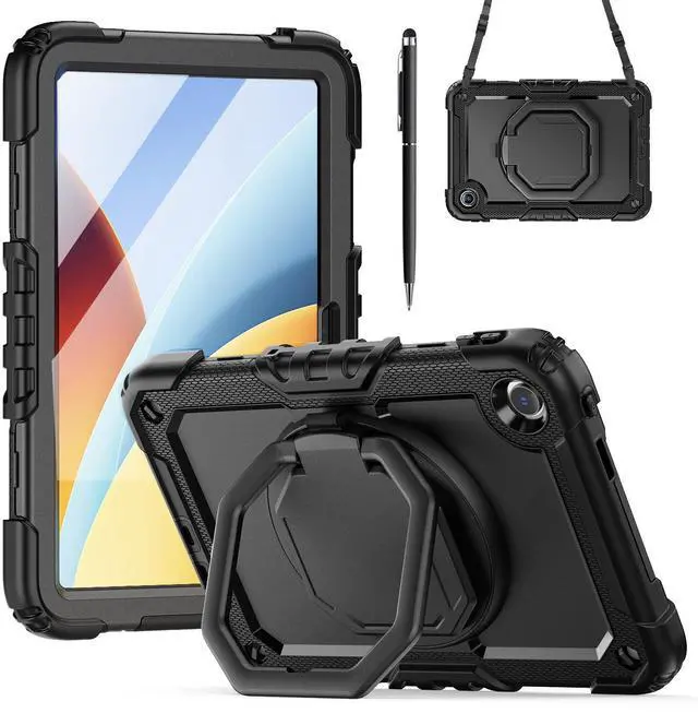 Main image of Case for Xiaomi Redmi Pad 2 SE 9.7 inch 2026 with Screen Protector, 360 Rotating Stand/Shoulder Straps, Shockproof Protective Cover with Universal Stylus Pen