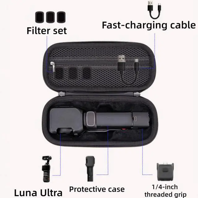 Alt view image 3 of 6 - Hard Carrying Case for Insta360 Luna Ultra,PU Leather Portable Storage Bag with Wrist (Black)