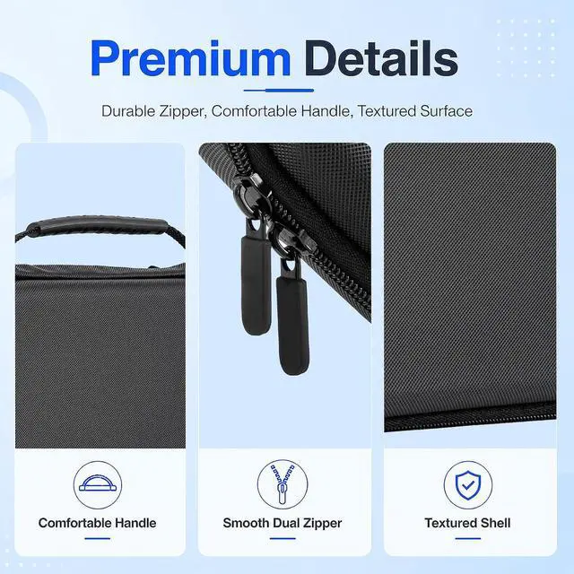 Alt view image 5 of 7 - Travel Carrying Case for DJI Osmo Pocket 3 / Pocket 4 Accessories, Portable Hard PU Protective Storage Bag with Wrist Strap & Two-Way Zipper