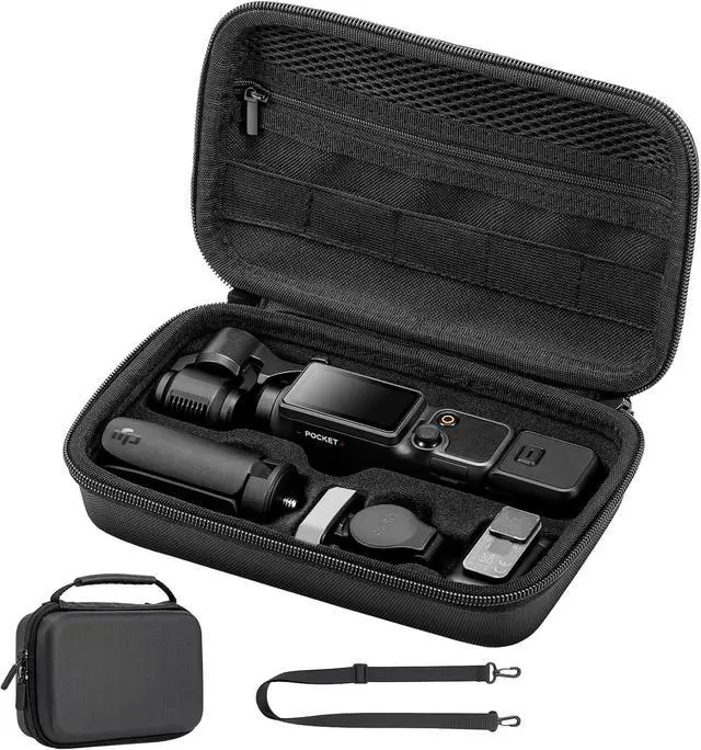 Main image of Travel Carrying Case for DJI Osmo Pocket 3 / Pocket 4 Accessories, Portable Hard PU Protective Storage Bag with Wrist Strap & Two-Way Zipper