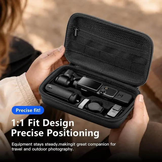 Alt view image 6 of 7 - Travel Carrying Case for DJI Osmo Pocket 3 / Pocket 4 Accessories, Portable Hard PU Protective Storage Bag with Wrist Strap & Two-Way Zipper