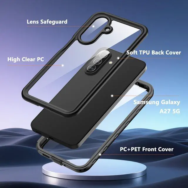 Alt view image 5 of 7 - Waterproof Case for Samsung Galaxy A27 5G Phone Case, IP68 Underwater, 360 Full Body Heavy Duty Protection, Built-in Lens & Screen Protector, Military Shockproof Dropproof Dustproof Cover