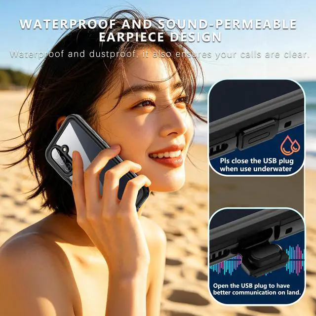 Alt view image 6 of 7 - Waterproof Case for Samsung Galaxy A27 5G Phone Case, IP68 Underwater, 360 Full Body Heavy Duty Protection, Built-in Lens & Screen Protector, Military Shockproof Dropproof Dustproof Cover