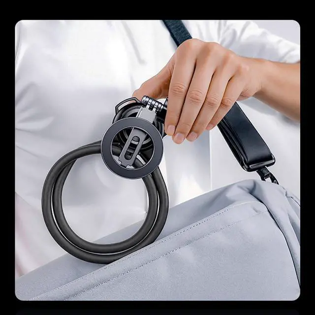 Alt view image 7 of 7 - Magnetic Neck Phone Holder, Adjustable Cellphone Stand Around Neck Potable Hands Free Magnet Phone Mount for POV Vlog Recording with Chest Strap for iPhone 16 15 14 13 12 and Androids