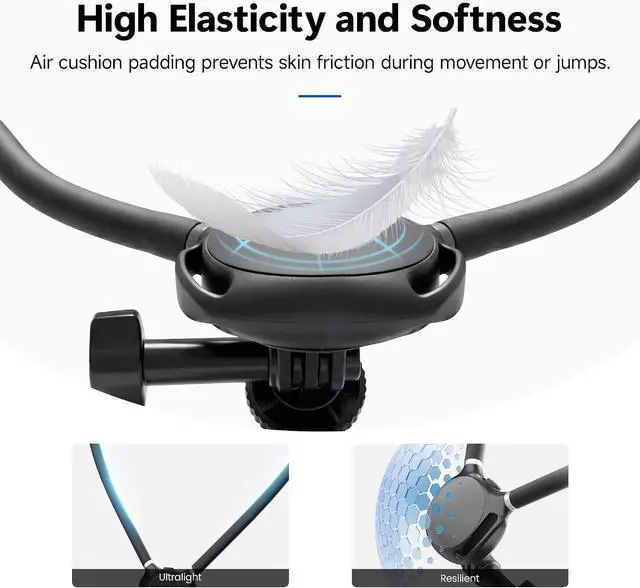 Alt view image 3 of 7 - Neck Mount for Action Cameras, Upgraded Chest Support with Air Cushion, 360-Degree Swivel for POV Vlogging, Stable Hands-Free Holder for GoPro Hero 13/12/11, Insta360 X4, DJI Osmo
