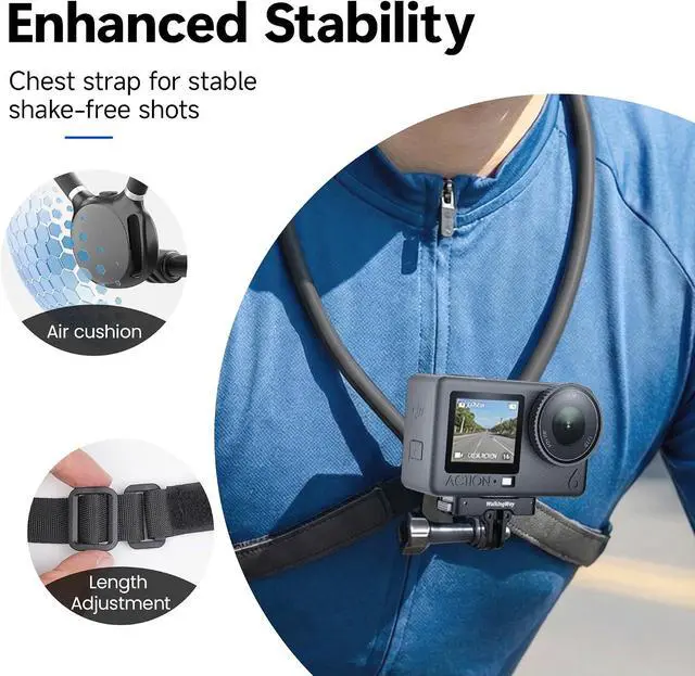 Alt view image 7 of 7 - Neck Mount for Action Cameras, Upgraded Chest Support with Air Cushion, 360-Degree Swivel for POV Vlogging, Stable Hands-Free Holder for GoPro Hero 13/12/11, Insta360 X4, DJI Osmo