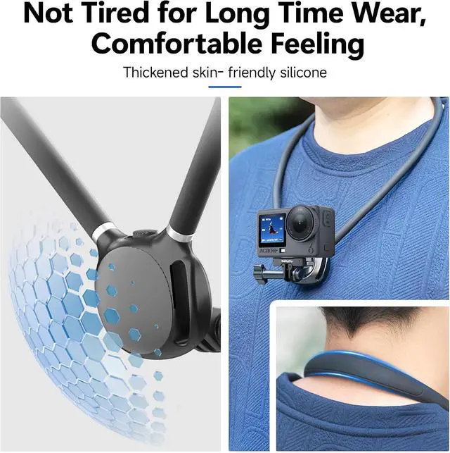 Alt view image 5 of 7 - Neck Mount for Action Cameras, Upgraded Chest Support with Air Cushion, 360-Degree Swivel for POV Vlogging, Stable Hands-Free Holder for GoPro Hero 13/12/11, Insta360 X4, DJI Osmo