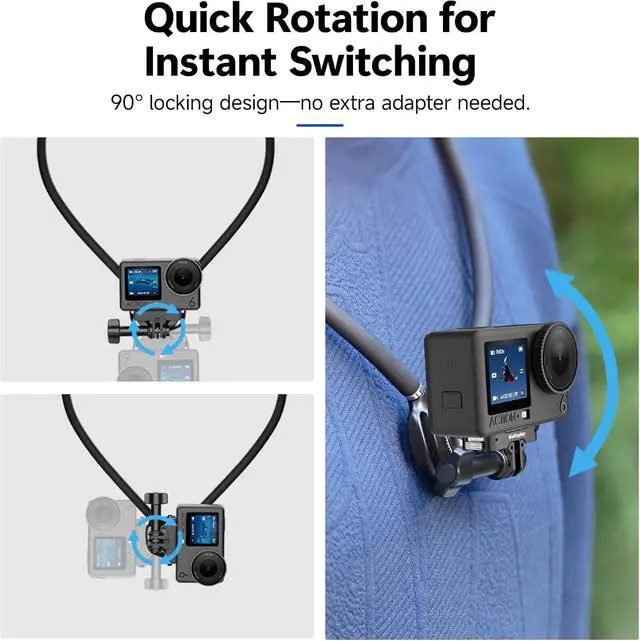 Alt view image 4 of 7 - Neck Mount for Action Cameras, Upgraded Chest Support with Air Cushion, 360-Degree Swivel for POV Vlogging, Stable Hands-Free Holder for GoPro Hero 13/12/11, Insta360 X4, DJI Osmo