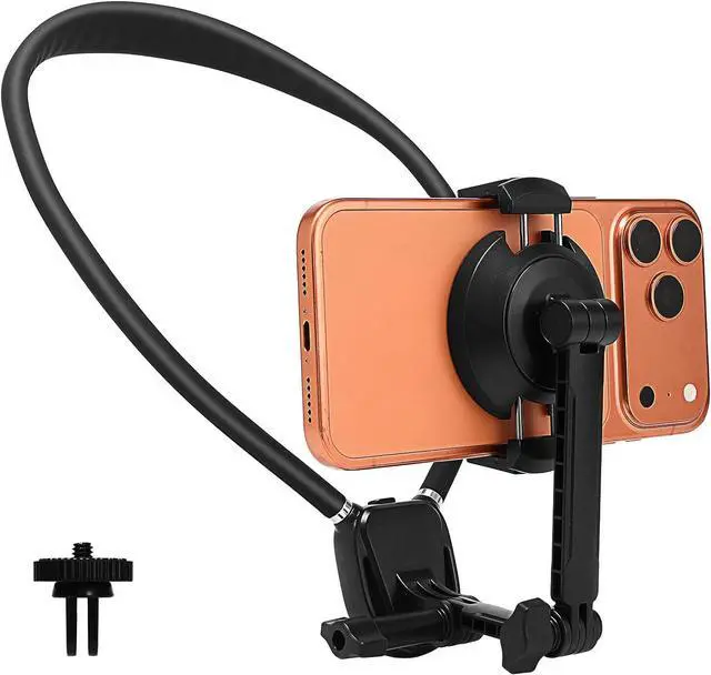 Main image of Neck Phone Holder, 2-in-1 Magnetic & Clip-on POV Phone Holder with 1.5m Extended Chest Strap, Hands-Free Phone Chest Mount for Vlogging, Hiking, Cooking, Compatible with iPhone 18, iPhone 17-12 Series