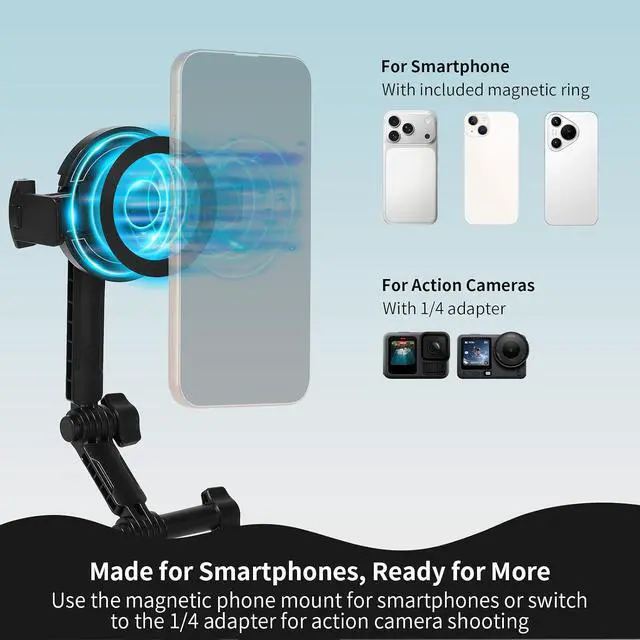 Alt view image 6 of 7 - Neck Phone Holder, 2-in-1 Magnetic & Clip-on POV Phone Holder with 1.5m Extended Chest Strap, Hands-Free Phone Chest Mount for Vlogging, Hiking, Cooking, Compatible with iPhone 18, iPhone 17-12 Series