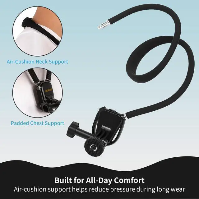 Alt view image 5 of 7 - Neck Phone Holder, 2-in-1 Magnetic & Clip-on POV Phone Holder with 1.5m Extended Chest Strap, Hands-Free Phone Chest Mount for Vlogging, Hiking, Cooking, Compatible with iPhone 18, iPhone 17-12 Series