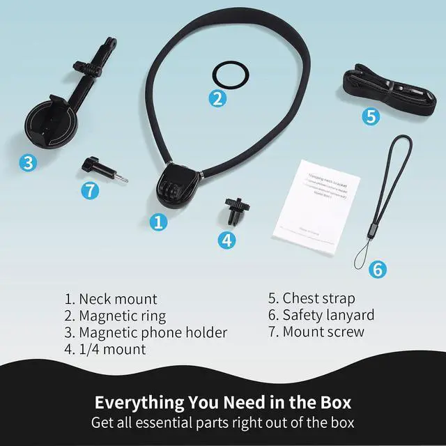 Alt view image 7 of 7 - Neck Phone Holder, 2-in-1 Magnetic & Clip-on POV Phone Holder with 1.5m Extended Chest Strap, Hands-Free Phone Chest Mount for Vlogging, Hiking, Cooking, Compatible with iPhone 18, iPhone 17-12 Series