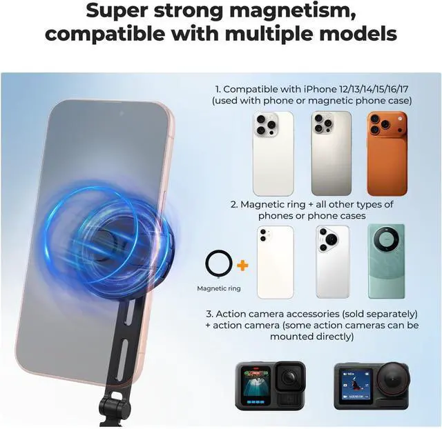 Alt view image 4 of 7 - 2-in-1 Magnetic & Clip-on Neck Phone Holder | POV Phone Holder, Hand Free Chest Stand Compatible with iPhone 18, iPhone 17-12 Seires Android Phones