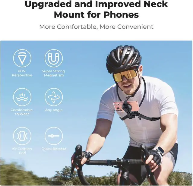 Alt view image 2 of 7 - 2-in-1 Magnetic & Clip-on Neck Phone Holder | POV Phone Holder, Hand Free Chest Stand Compatible with iPhone 18, iPhone 17-12 Seires Android Phones