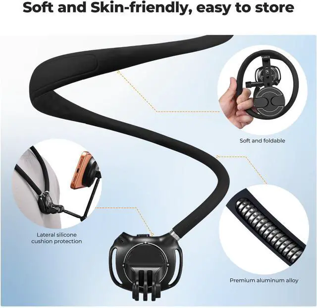 Alt view image 5 of 7 - 2-in-1 Magnetic & Clip-on Neck Phone Holder | POV Phone Holder, Hand Free Chest Stand Compatible with iPhone 18, iPhone 17-12 Seires Android Phones