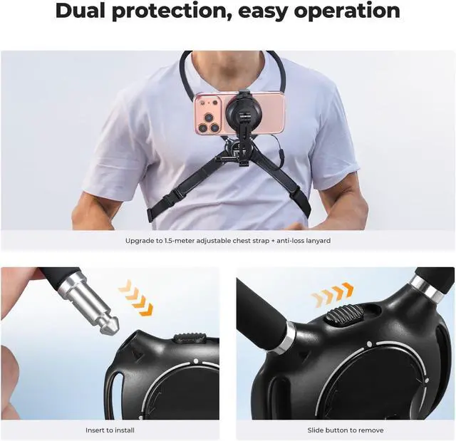 Alt view image 7 of 7 - 2-in-1 Magnetic & Clip-on Neck Phone Holder | POV Phone Holder, Hand Free Chest Stand Compatible with iPhone 18, iPhone 17-12 Seires Android Phones