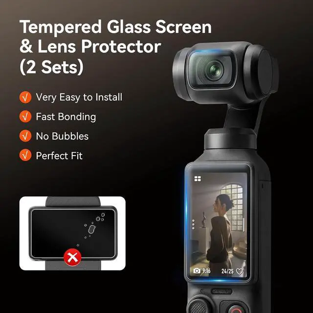 Alt view image 3 of 7 - Silicone Case Compatible with DJI OSMO Pocket 4, Pocket4 Accessories Soft Skin Protective Cover Combo with Tempered Glass Lens Screen Protectors, Silicone Base Stand, Black