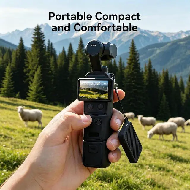 Alt view image 4 of 7 - Silicone Case Compatible with DJI OSMO Pocket 4, Pocket4 Accessories Soft Skin Protective Cover Combo with Tempered Glass Lens Screen Protectors, Silicone Base Stand, Black