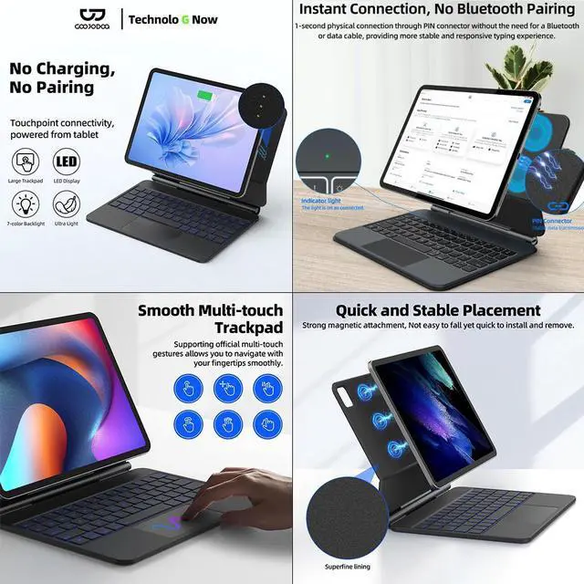 Alt view image 5 of 7 - Magic Keyboard Case for iPad Air 13-inch(M4/M3/M2, 2026/2025/2024) & iPad Pro 12.9-inch(6th/5th/4th/3rd Gen) with Smart Pogo Pin Connector Multi-Touch Trackpad Backlights