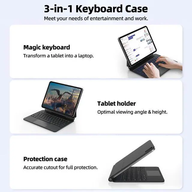 Alt view image 7 of 7 - Magic Keyboard Case for iPad Air 13-inch(M4/M3/M2, 2026/2025/2024) & iPad Pro 12.9-inch(6th/5th/4th/3rd Gen) with Smart Pogo Pin Connector Multi-Touch Trackpad Backlights
