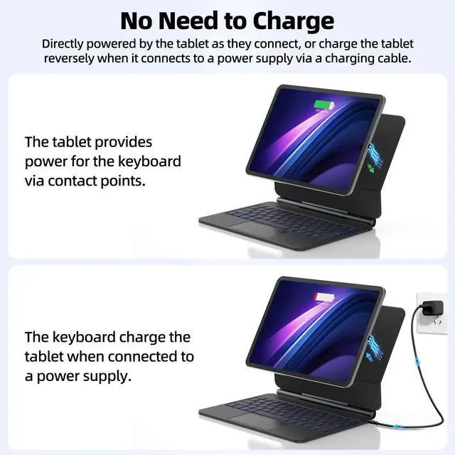 Alt view image 6 of 7 - Magic Keyboard Case for iPad Air 13-inch(M4/M3/M2, 2026/2025/2024) & iPad Pro 12.9-inch(6th/5th/4th/3rd Gen) with Smart Pogo Pin Connector Multi-Touch Trackpad Backlights