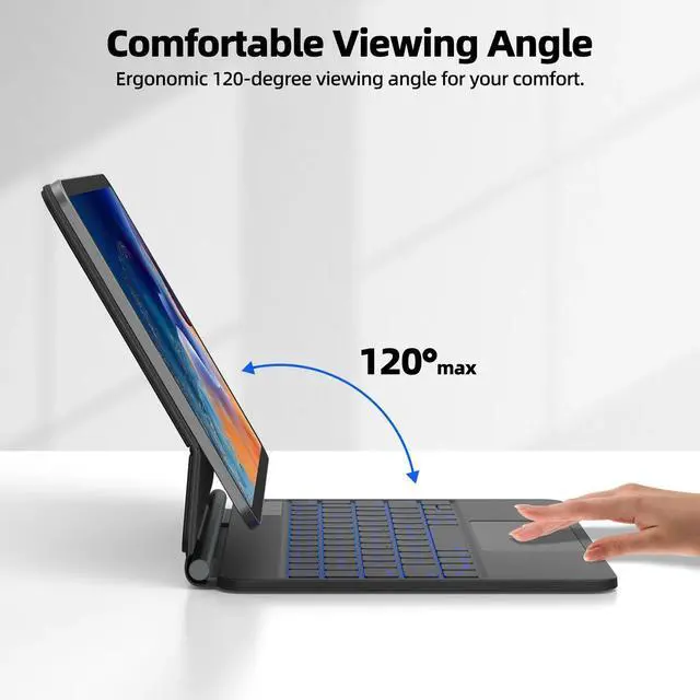 Alt view image 2 of 7 - Magic Keyboard Case for iPad Air 13-inch(M4/M3/M2, 2026/2025/2024) & iPad Pro 12.9-inch(6th/5th/4th/3rd Gen) with Smart Pogo Pin Connector Multi-Touch Trackpad Backlights