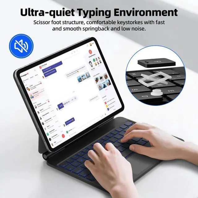Alt view image 3 of 7 - Magic Keyboard Case for iPad Air 13-inch(M4/M3/M2, 2026/2025/2024) & iPad Pro 12.9-inch(6th/5th/4th/3rd Gen) with Smart Pogo Pin Connector Multi-Touch Trackpad Backlights
