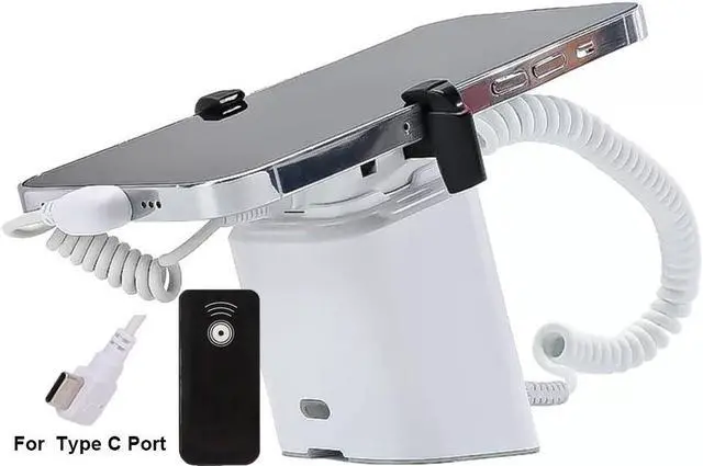 Main image of Anti Theft Cell Phone Display Stand with Remote Control 95-120dB Security Alarm Fast Charging Claw Fixation Nonslip Silicone Desktop Stand Holder Dock for Cell Phones ( For USB Type C Port)