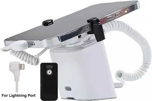 Main image of Anti Theft Cell Phone Display Stand with Remote Control 95-120dB Security Alarm Fast Charging Claw Fixation Nonslip Silicone Desktop Stand Holder Dock for Cell Phones (For IOS Lightning Port)