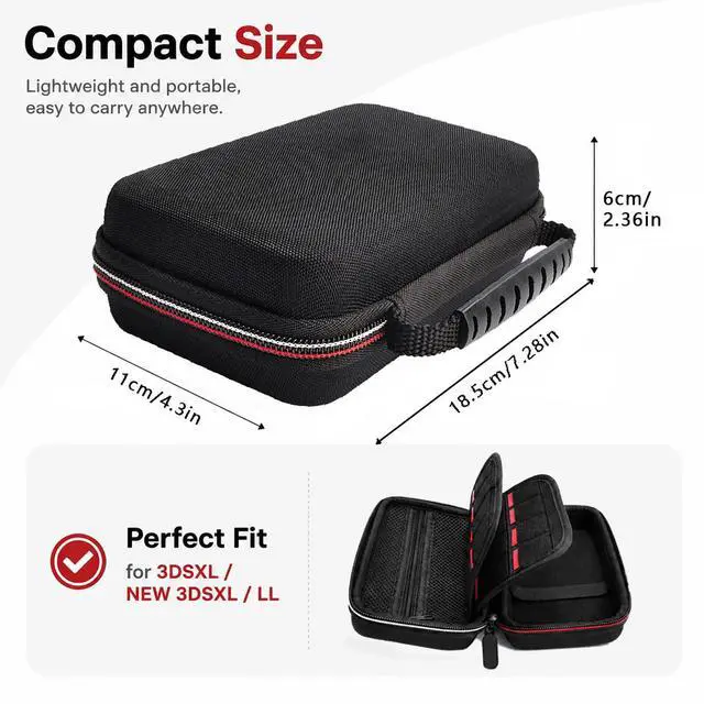 Alt view image 6 of 7 - Carrying Case for 3DSXL Protective Carrying Bag with 16 Game Card Slots, Hard Protective Shell Travel Case for 3DSXL NEW 3DSXL/LL