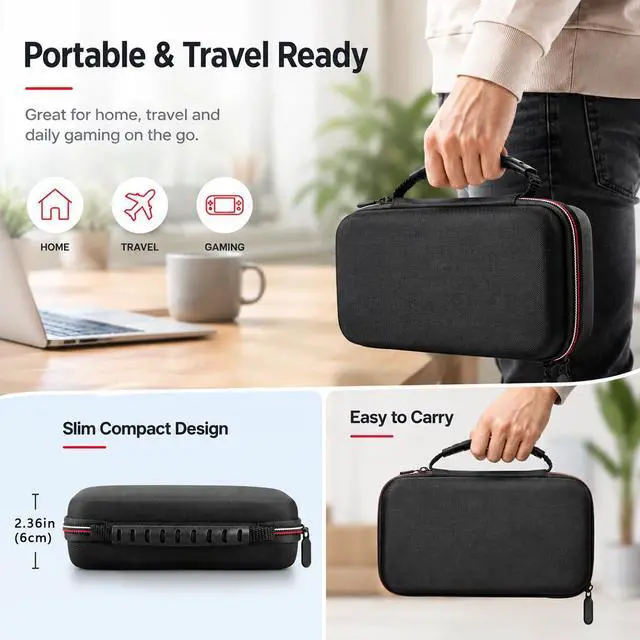 Alt view image 3 of 7 - Carrying Case for 3DSXL Protective Carrying Bag with 16 Game Card Slots, Hard Protective Shell Travel Case for 3DSXL NEW 3DSXL/LL