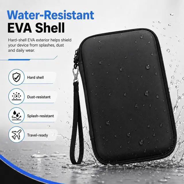 Alt view image 2 of 7 - 3DS Carrying Case, EVA Hard Shell Travel Case with 8 Game Card Slots, Detachable Hand Wrist Strap, Waterproof Shockproof Protective Storage for New 3DS, 3DS, 2DS XL or DSi, DS Lite, Black